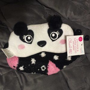 NWT Eye Mask & Slipper Grip Socks S/M Panda Dots